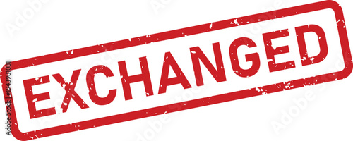 Red grunge rubber stamp displaying the word EXCHANGED prominently against a clean white backdrop