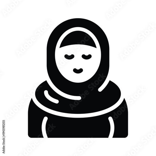 A customizable glyph icon showing muslim woman character