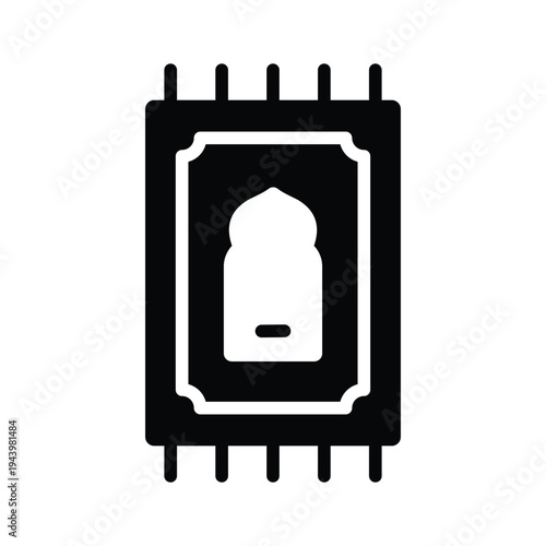 A trendy glyph icon showing prayer mat for worship