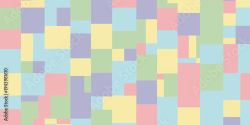 Vibrant colorful blocks are arranged randomly in a digital illustration.