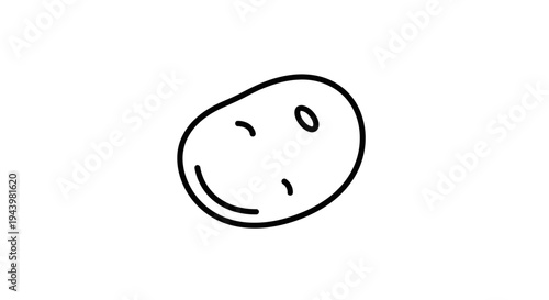Minimalist Line Art Potato Icon. Simple black and white vector illustration of a raw whole vegetable for food concepts.