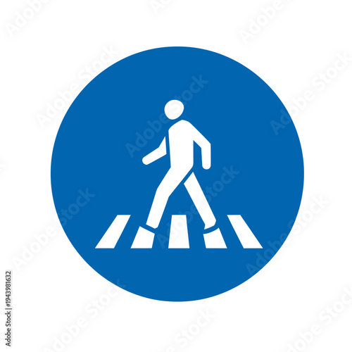 Pedestrian Crossing Sign Indicating Safe Zone for Walking
