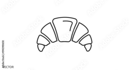 Croissant line icon, outline vector illustration of a baked pastry, breakfast food, simple graphic design element