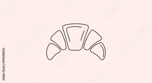 Minimalist croissant outline vector icon. Simple hand-drawn bakery pastry symbol for breakfast, food, or menu design.