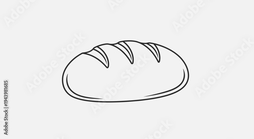 Outline Icon of a Loaf of Bread. Simple Black and White Line Drawing for Bakery, Food, or Culinary Design Elements.