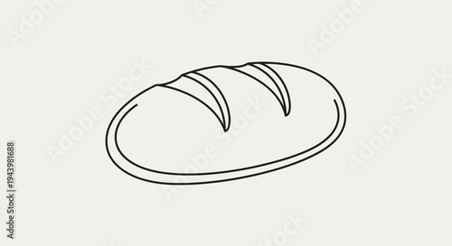 Simple Line Art Illustration of a Rustic Bread Loaf. Minimalist Outline Drawing for Bakery, Food, or Breakfast Concepts.