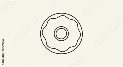 Minimalist outline icon of a frosted donut. Simple line art illustration of a sweet pastry snack, perfect for web or app design.