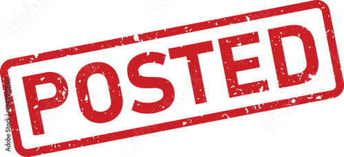 Red grunge rubber stamp mark with the word POSTED isolated on a white background