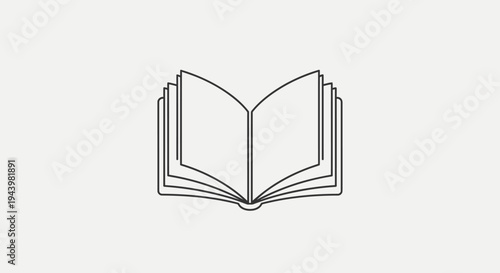 Simple Open Book Line Art Icon Vector Illustration. Concept of Education, Reading, Learning, Knowledge, and Study.