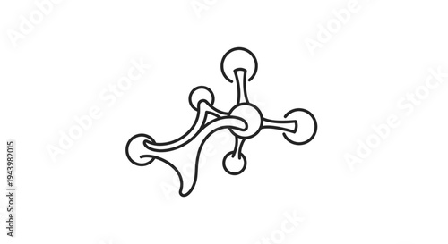 Abstract line art illustration of an interconnected network structure with spheres and links, minimalist design, technology concept