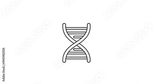 Genetic DNA double helix structure line art icon. Biology, science, and medical concept graphic on white background.