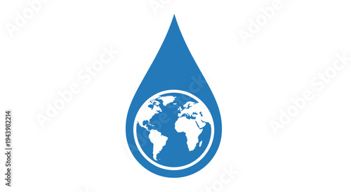 Blue drop of water with earth.