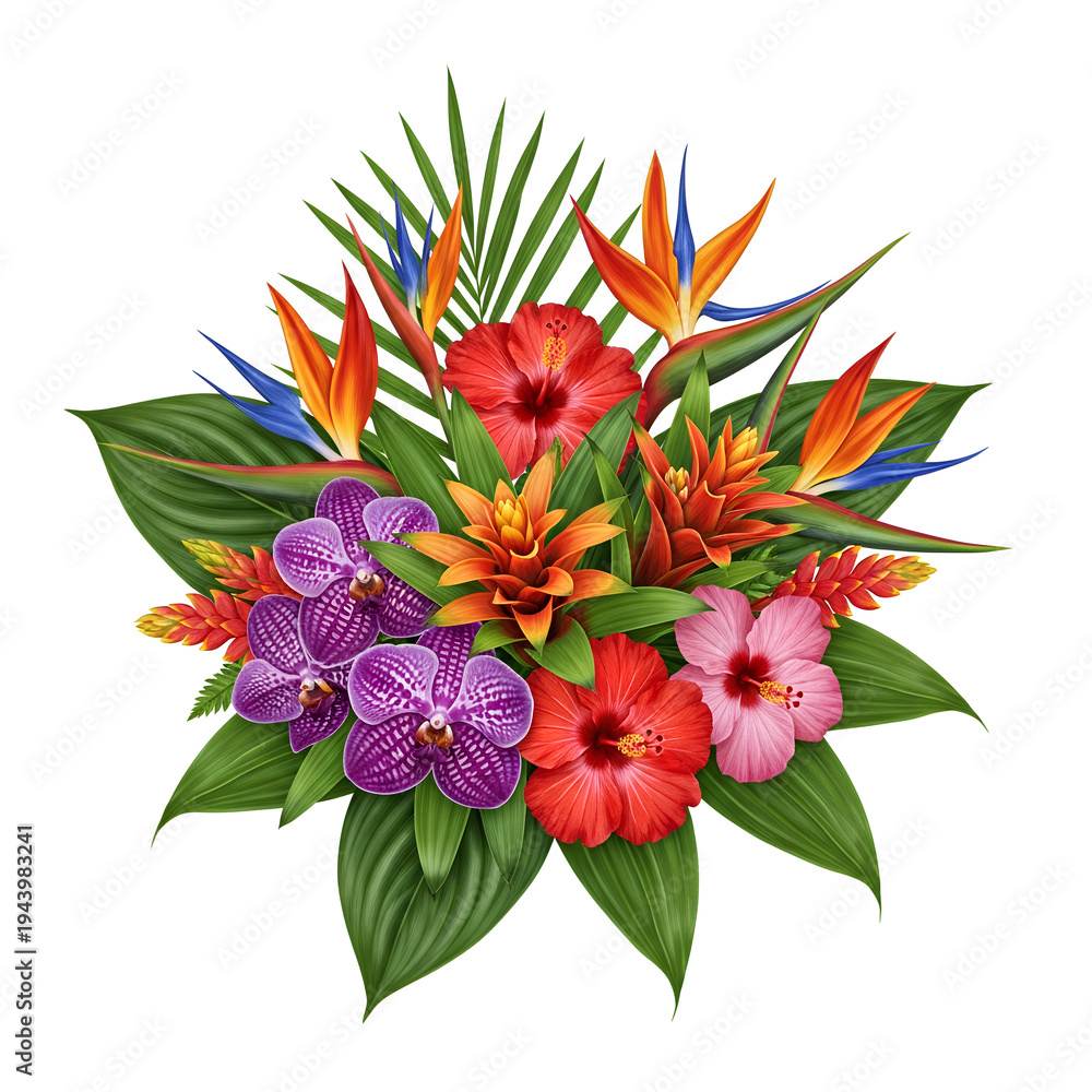 Obraz premium Vibrant Tropical Flower Arrangement with Exotic Blooms 14.