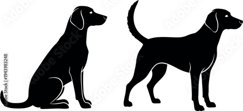 Two black dog silhouettes side by side