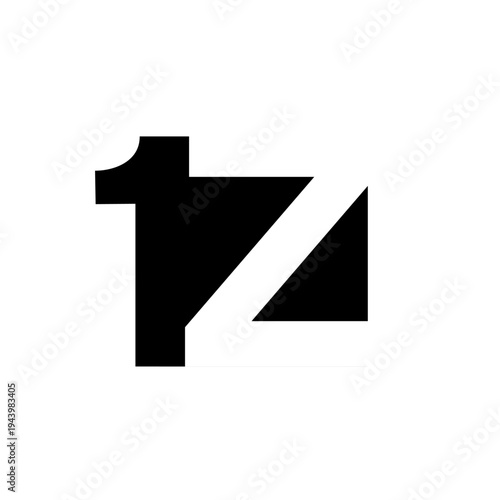 Abstract Black and White Number 17 Geometric Logo Design