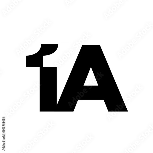 Black and White 1A Logo Graphic Design Concept