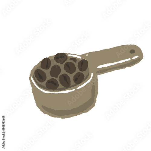 Coffee Measuring Spoon with Roasted Coffee Beans