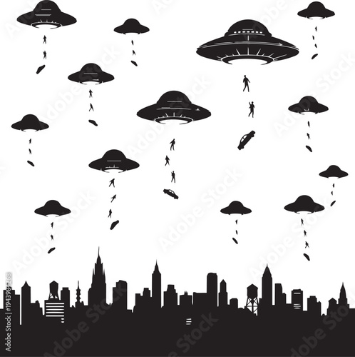 A seamless vector illustration of a blue mushroom parasol under a rainy autumn sky, featuring a cartoon cloud pattern for a nature-themed weather protection design