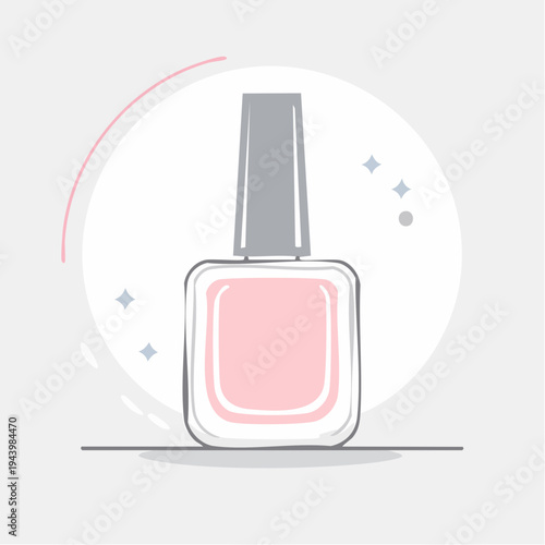 Elegant Light Pink Nail Polish Bottle with Sparkles - Beauty and Glamour