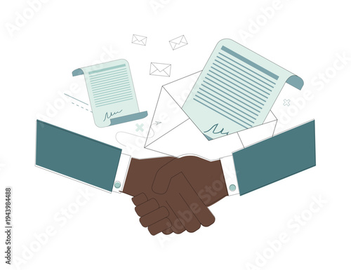 Conclusion of an agreement.  Effective communication. Cooperation. Achieving the goal.eps