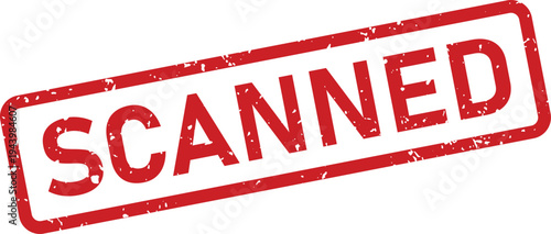 Red rectangular stamp with a distressed texture featuring the word SCANNED for document processing indication
