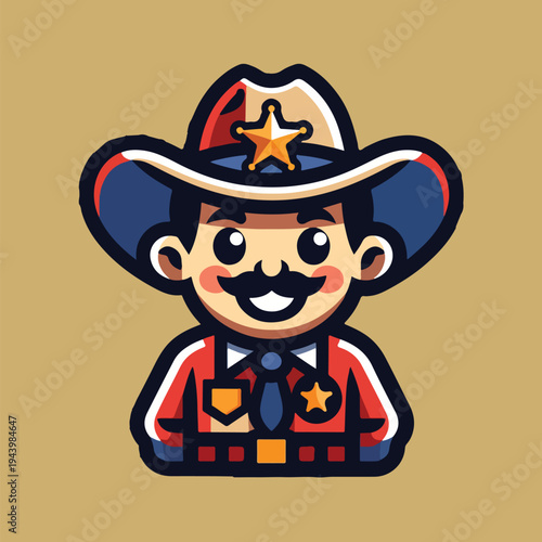 vector sticker illustration, american sheriff mascot,.eps