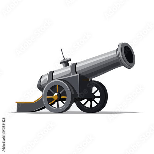 Vintage Cannon Illustration - Historic Artillery Weapon on Wheels