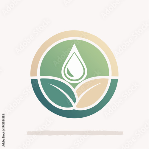 Eco-friendly water drop with leaves logo concept for nature and organic products