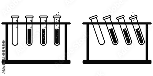 Laboratory Test Tube and Flask Icon Set Vector – Chemistry Glassware Beaker and Lab Equipment Symbols in Glyph 
and Outline Styles