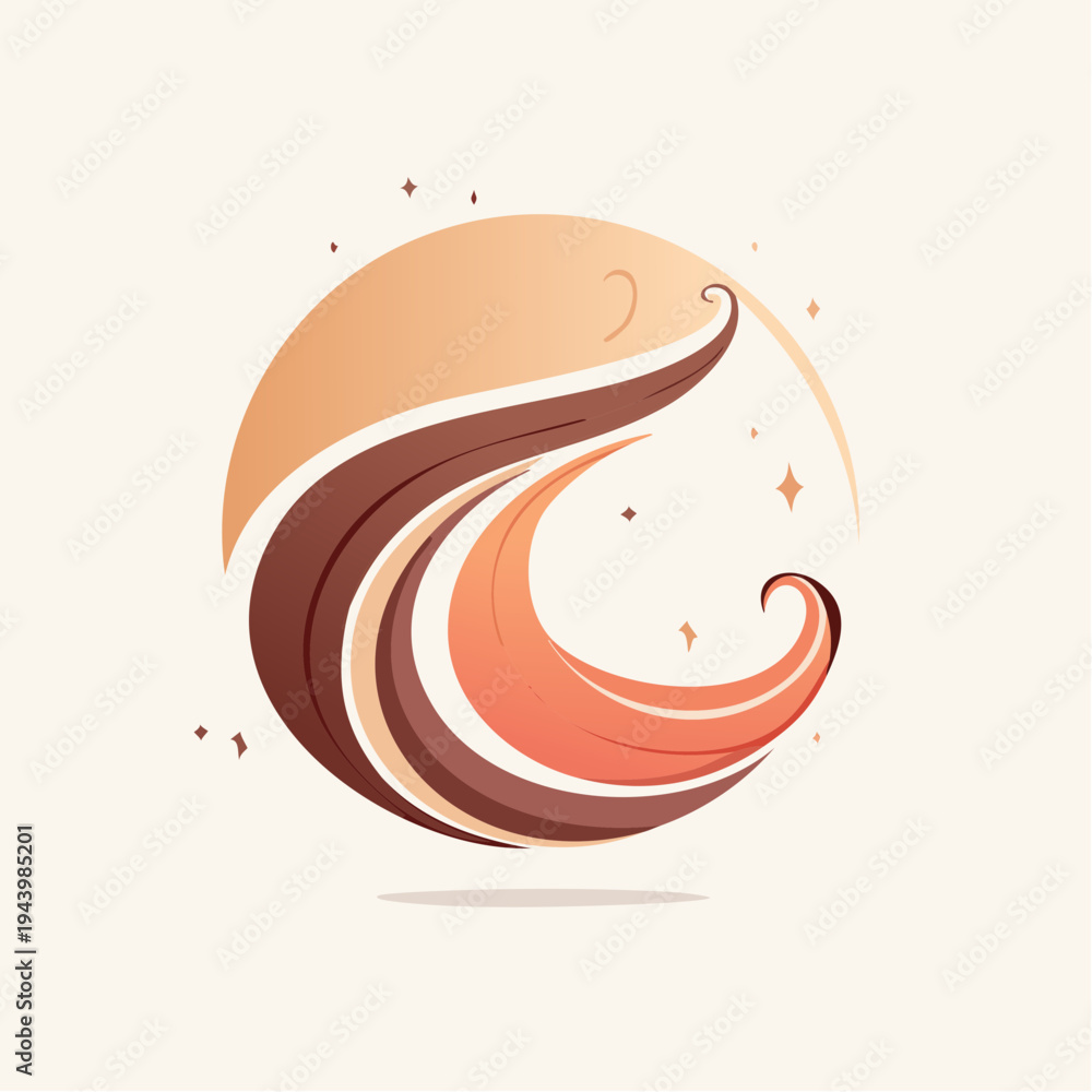 Naklejka premium Abstract flowing waves of warm earthy tones within a harmonious circular design, evoking natural beauty