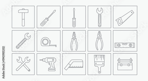 Collection of various hand tools icons.