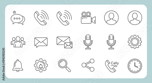 Communication and media icons set.