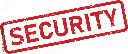 Red rubber stamp displaying the word SECURITY in uppercase letters with a distressed texture on a pure white background