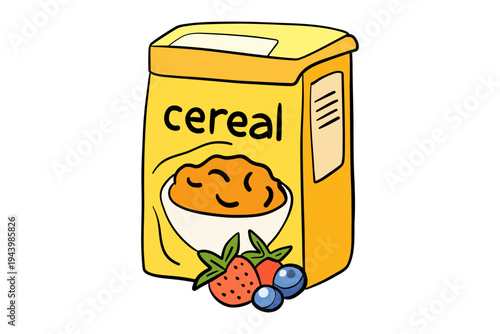 Breakfast Cereal Box Vector Illustration