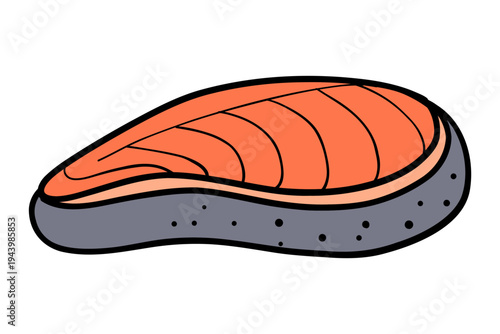 Salmon Fish Steak Vector Illustration