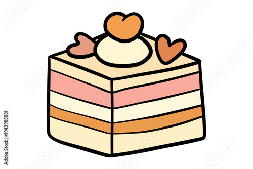 Layered Cake Slice Vector Illustration