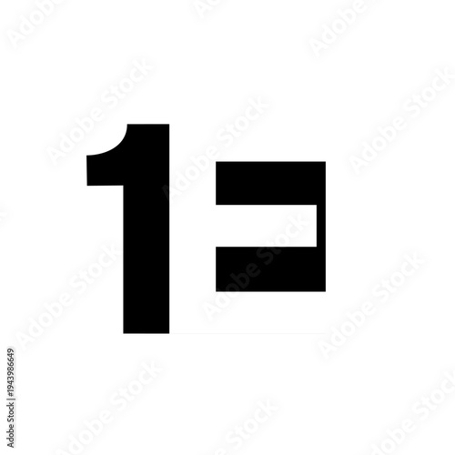 Number One Equals Sign Graphic on White Background