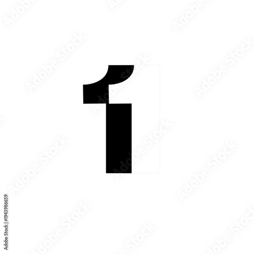 Minimalist Black and White Number One Illustration with Negative Space Design