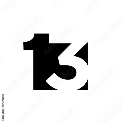 Modern Minimalist Black and White Number 13 Logo Design