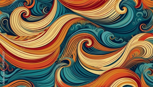 waves and curls seamless pattern pattern swatches included for illustrator user pattern swatches included in file for your convenient use