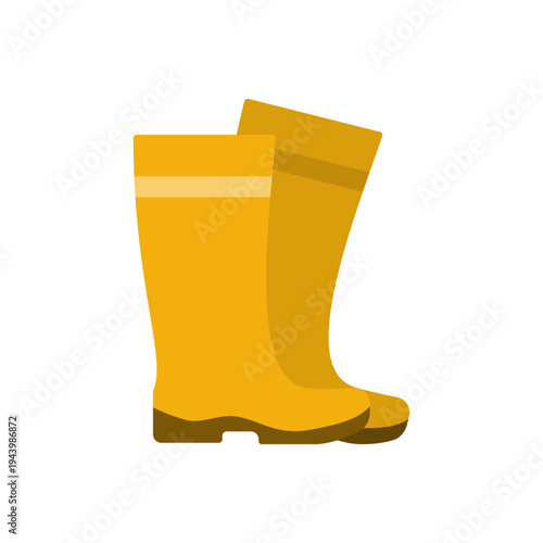 yellow rubber boots simple flat icon illustration