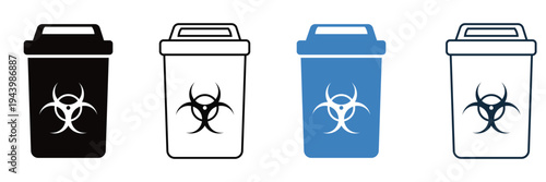 Sharps Container Icon Set Vector – Medical Waste, Needle, Syringe and Hazardous Disposal Symbols Collection 
for Healthcare and Hospital Safety