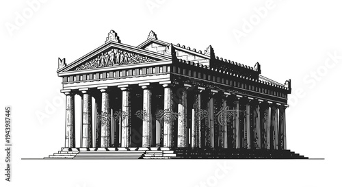 Ancient Greek Temple with Columns.