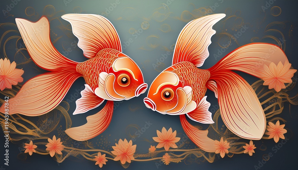 Fototapeta premium pair of goldfish