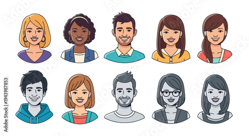 Diverse Group of People Avatars - Business, Casual, Professional Styles