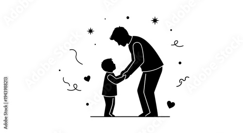 Father and child holding hands together.