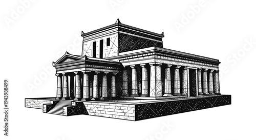 Ancient Greek Temple Architecture Design.