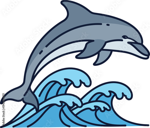 A playful dolphin leaping from ocean waves.