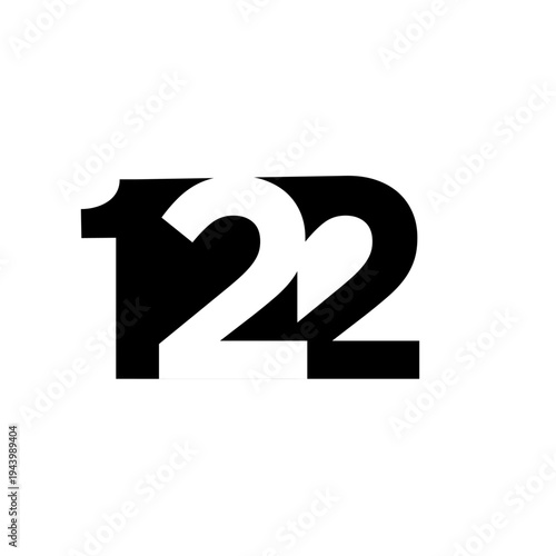 Number 122 Modern Interlocking Black and White Graphic Design