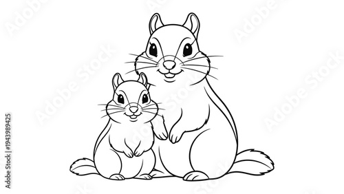 Joyful Chipmunks: Two charming chipmunks stand side-by-side, radiating warmth and happiness in their shared bond, capturing the essence of togetherness and playful companionship.